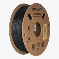Creality Hyper Series -musta PLA-CF-filamenttikela, jossa Creality-logo pahvilaippassa