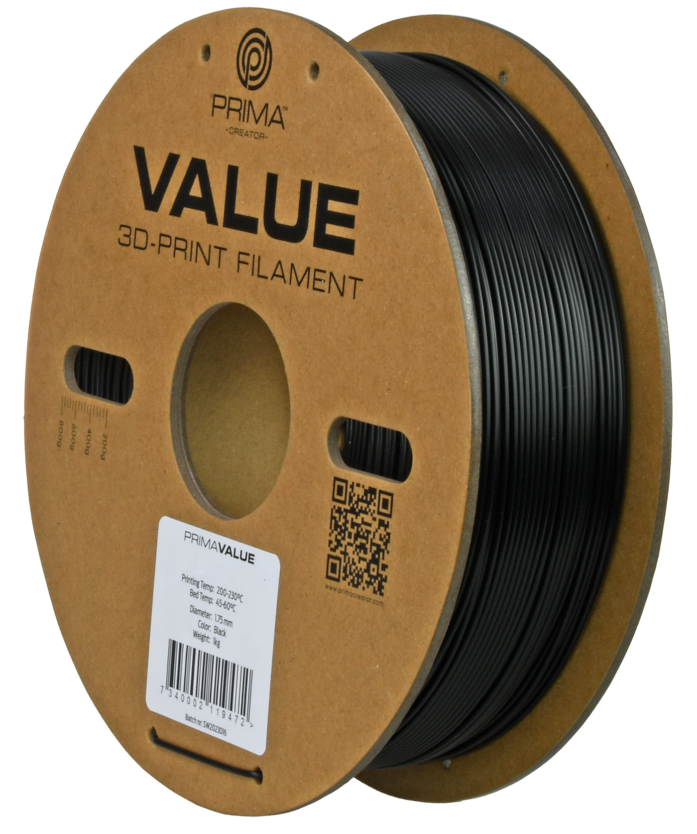 PrimaValue ABS 2.85mm (Black/Musta)