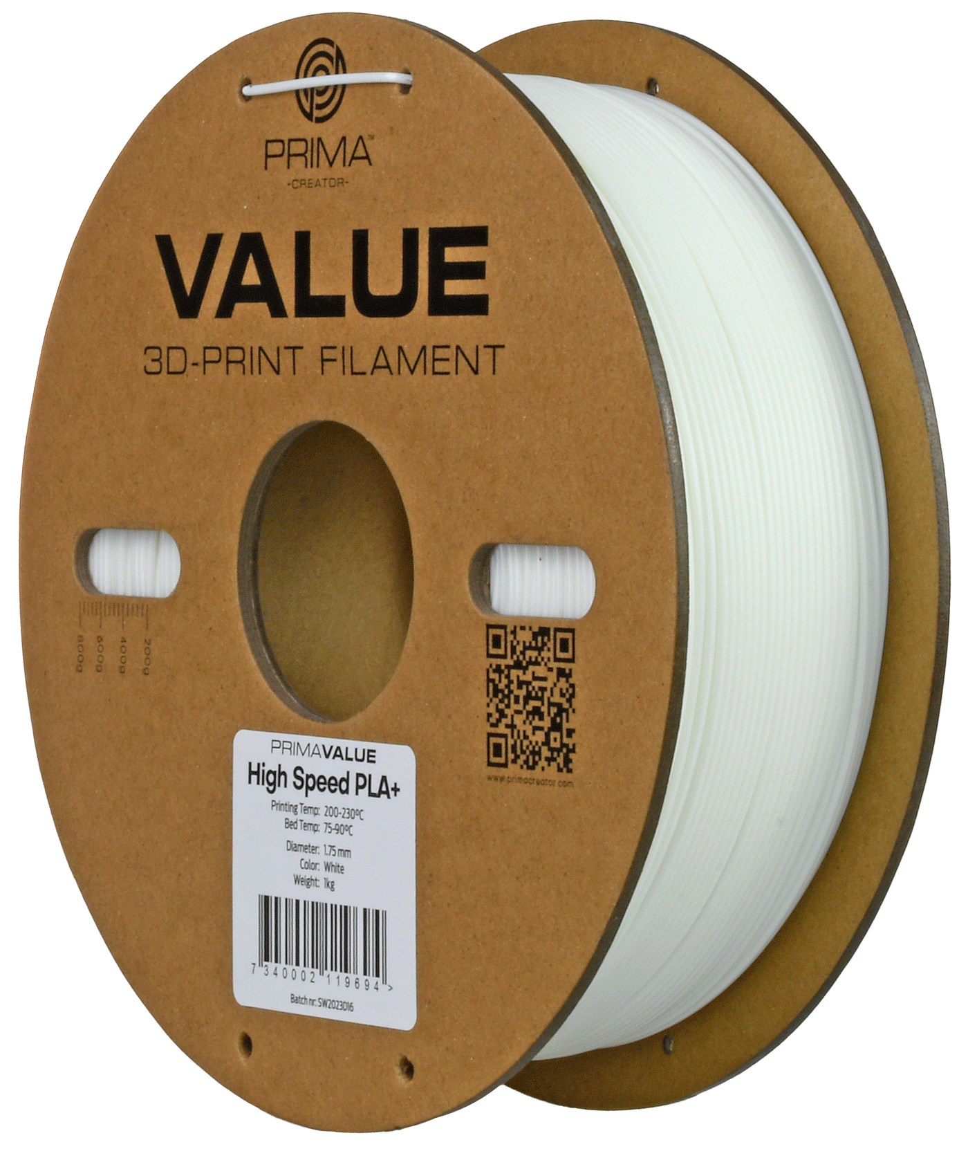 PrimaValue PLA+ High Speed (White/Valkoinen)