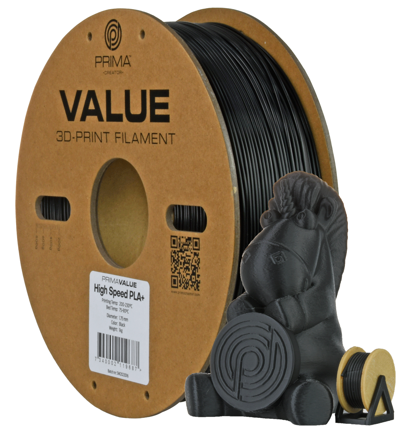PrimaValue PLA+ High Speed (Black/Musta)
