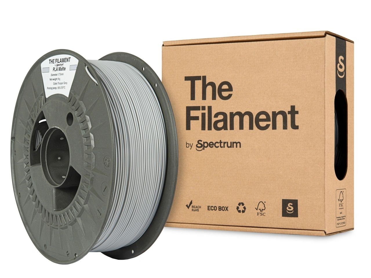 The Filament PLA Matte 1.75mm 1kg - Sotilaanharmaa